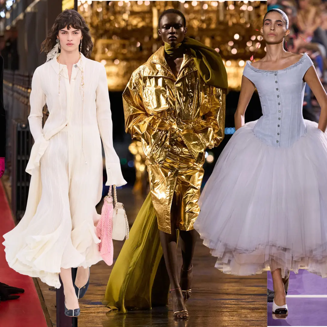 Paris Fashion Week SS27 mostrou 7 tendências em destaque de top a toe gold a bruised hues. A moda que prioriza a estéti…
