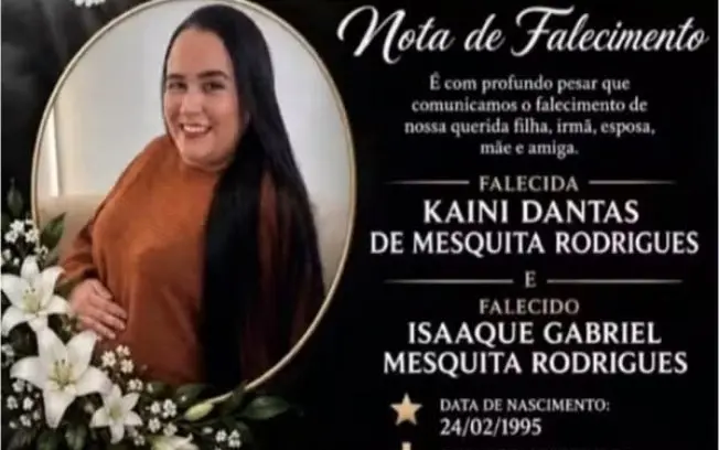 Kaini Dantas de Mesquita, grávida de oito meses, faleceu no domingo em Osasco após passar mal durante visita ao marido …