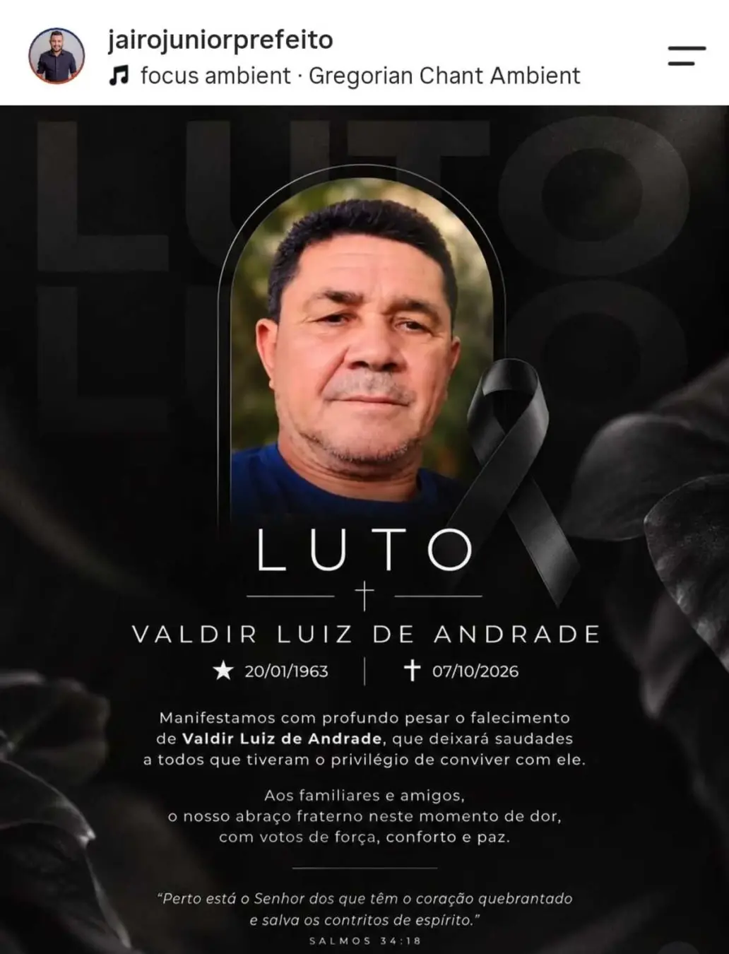 Valdir Luiz de Andrade, motorista de micro-ônibus da saúde de Cristália, faleceu quarta-feira após acidente na BR-251. …