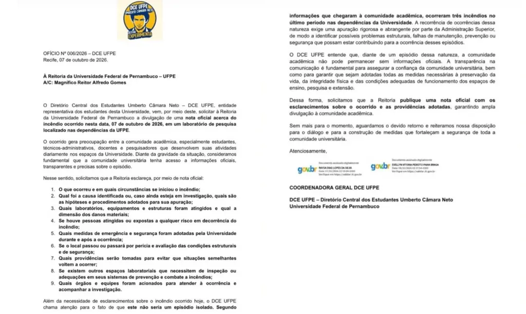 Campus Recife teve um incêndio grande na noite de quarta, atingindo laboratórios de farmácia, informática e genética. O…
