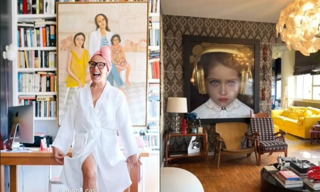Carolina Ferraz tá reformando o apartamento em São Paulo e chamou de grande bagunça. Pintura, troca de estofado, coisa …