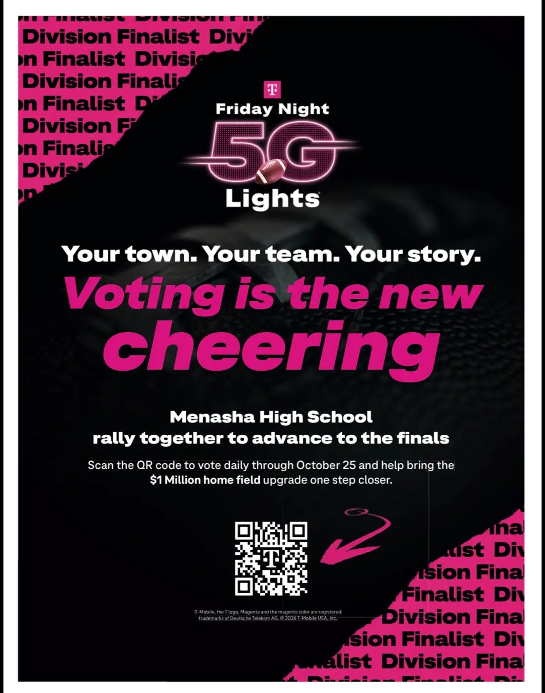 Menasha High School, time de futebol, participa da campanha T-Mobile e corre por 1 milhão de dólares. Depois de o torna…