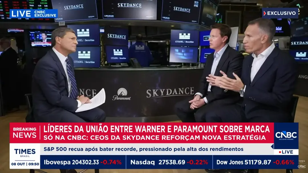 David Ellison e Ynon Kreiz falaram pela primeira vez após a fusão da Paramount e Warner, operação avaliada em US$ 110 b…