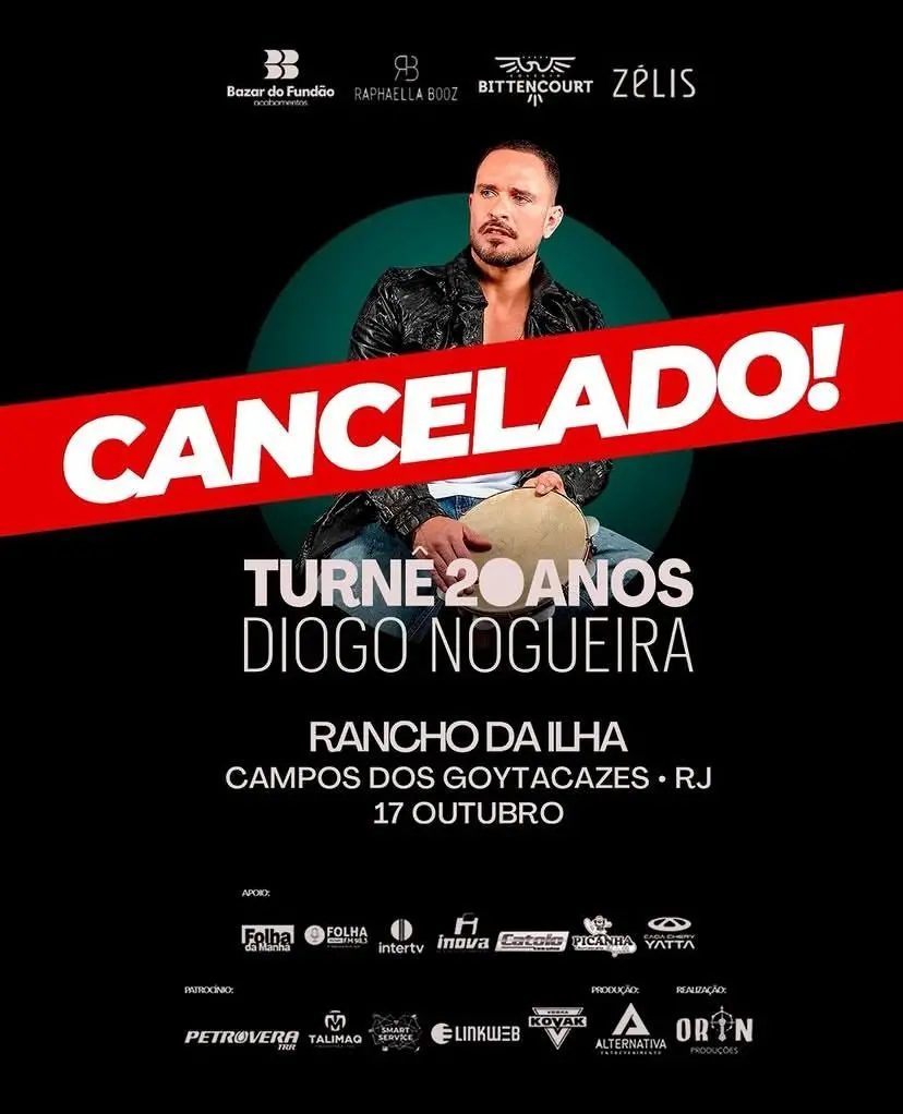 Diogo Nogueira teve show cancelado no Rancho da Ilha em Campos dos Goytacazes no dia 17 de outubro. O cancelamento foi …