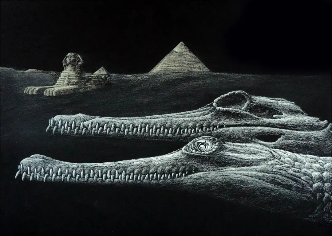 Esfinge de Gizé, Egito: Cientistas identificam um crocodilo pré-histórico, Herugavialis cairensis, em rochas usadas na …