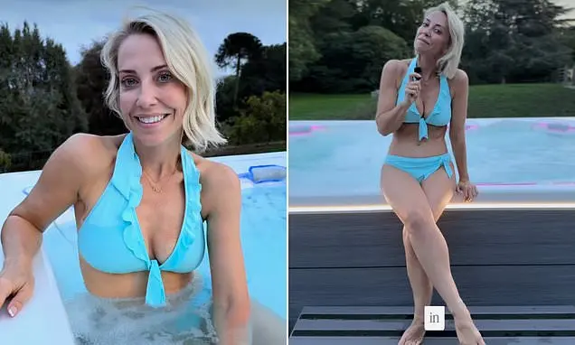 Laura Hamilton mostrou a piscina de hidromassagem tamanho família no jardim dela vestindo biquíni azul. É bom ver essas…