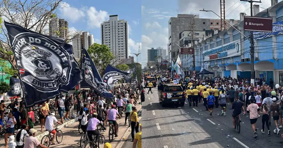 Torcidas do Remo e do Paysandu fizeram bandeiraços no traslado de Nossa Senhora de Nazaré pelos estádios Baenão e Curuz…