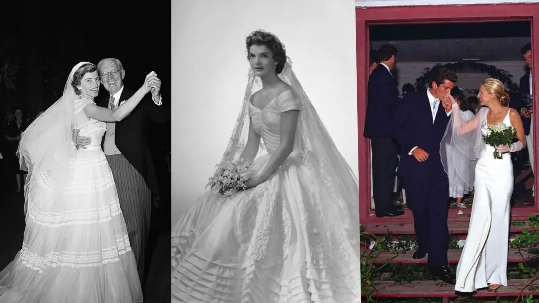 Jackie Kennedy precisou refazer o vestido de tafetá de seda dez dias antes do casamento com John F Kennedy, porque um c…