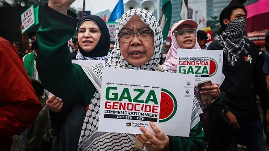 Em Washington, D.C., organizadores de protestos coordenaram táticas para mobilização global contra Israel. Os documento…