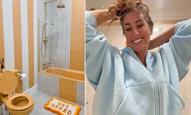 Stacey Solomon mostrou o banheiro laranja renovado em sua mansão de dois milhões de libras em Essex, depois de fazer um…