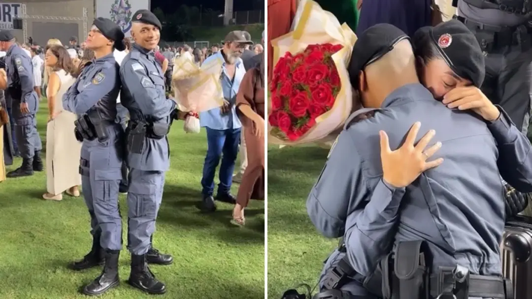 Soldado do Espírito Santo recebe pedido de casamento durante a formatura, com mais 500 novos militares na cerimônia. É …