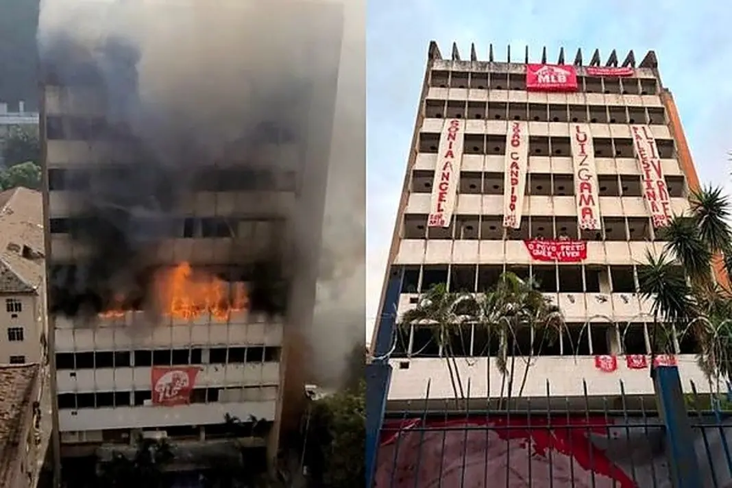 Incêndio atinge antigo prédio do Inmetro no Rio Comprido, onde moram mais de 100 famílias. Mais de cem pessoas ocupavam…