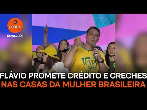 Flávio Bolsonaro prometeu crédito barato e creches para mulheres vítimas de violência nas Casas da Mulher Brasileira no…