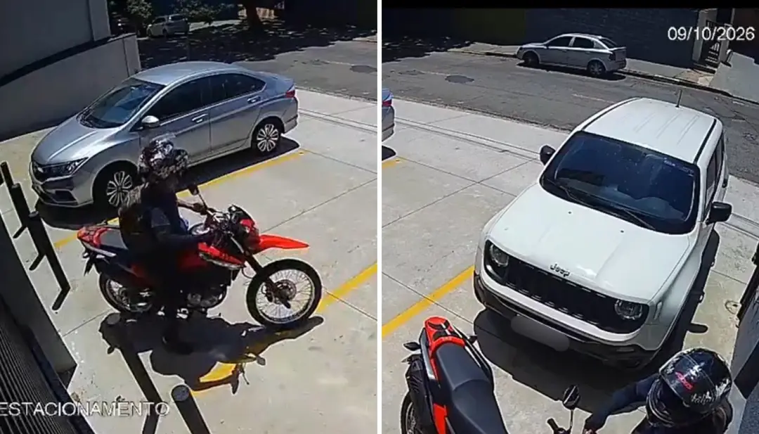 Jardim Itamarati, em Campinas, teve uma moto furtada na tarde de sexta, com câmeras registrando um homem usando ferrame…