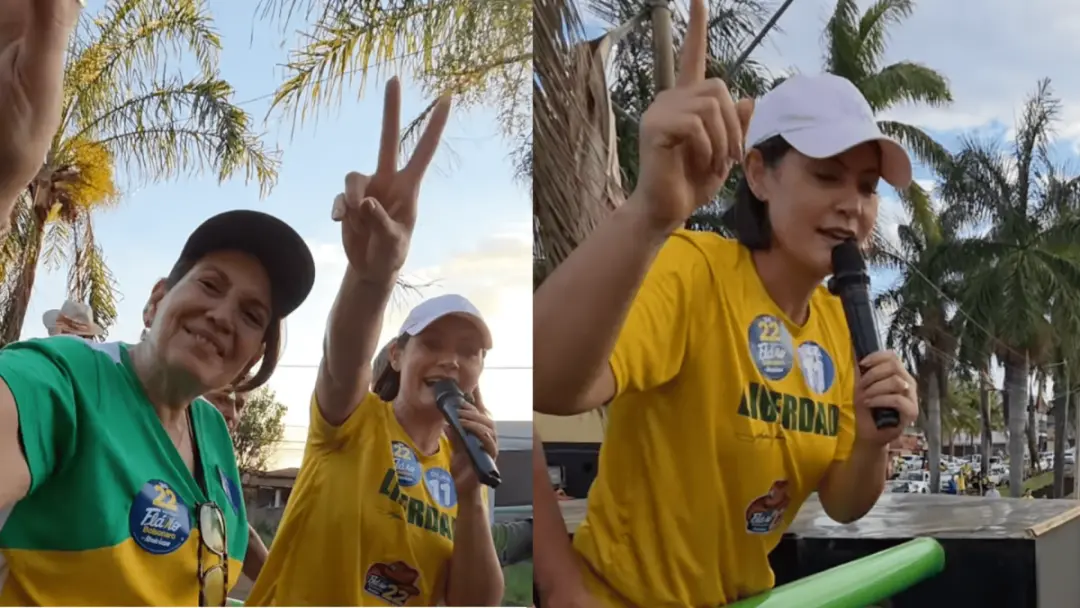 Michelle Bolsonaro esteve em Formosa, Goiás, defendendo a vitória de Flávio Bolsonaro como forma de libertar o ex-presi…