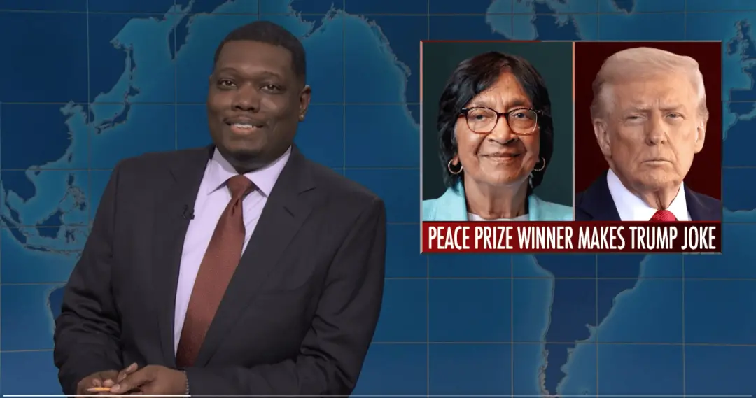 SNL Weekend Update zombou do Trump perder o Nobel da Paz e do plano de Pete Hegseth. A perda do prêmio, mesmo com piada…