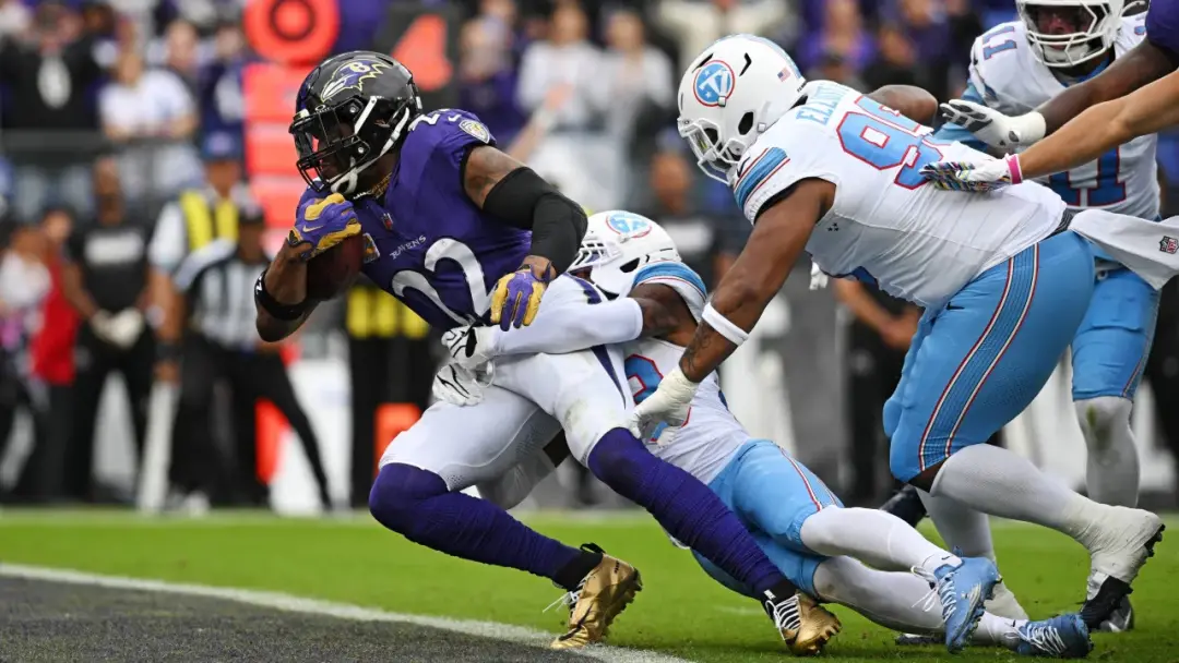 Derrick Henry, ranqueado em terceiro com 129 touchdowns de corrida, e Josh Allen, surpreendente quarterback, mostram o …
